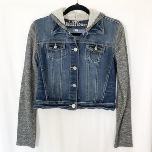 Wallflower Crop Denim Soft Sleeve Jacket